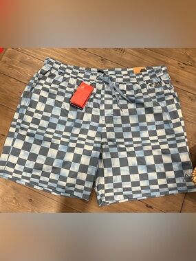 Ripzone Men's Blue Check Swim Trunks 2xl
